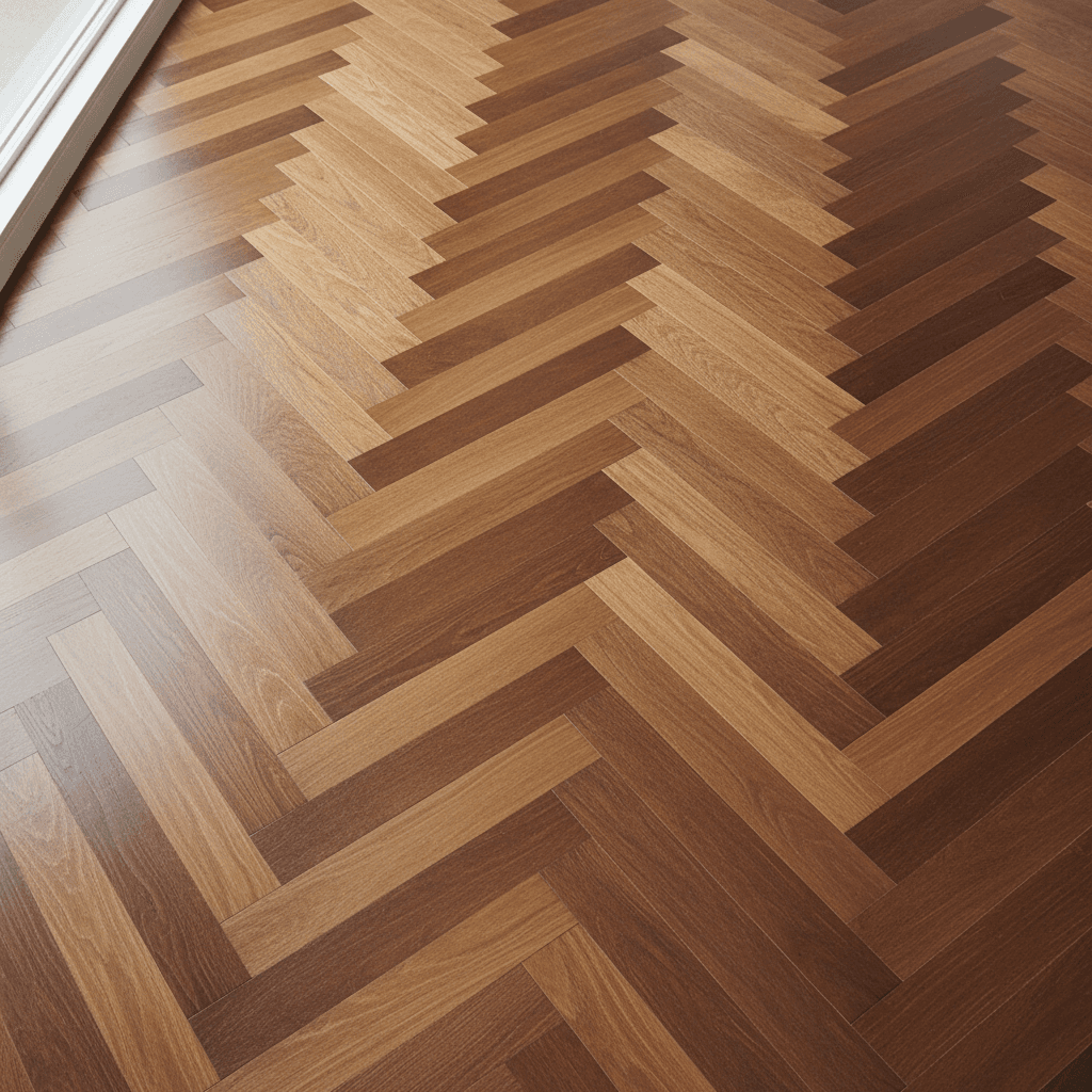 Herringbone oak pattern in a Toronto entry hallway