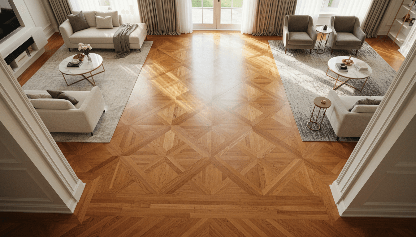 Completed hardwood floor installation in a bright Toronto home